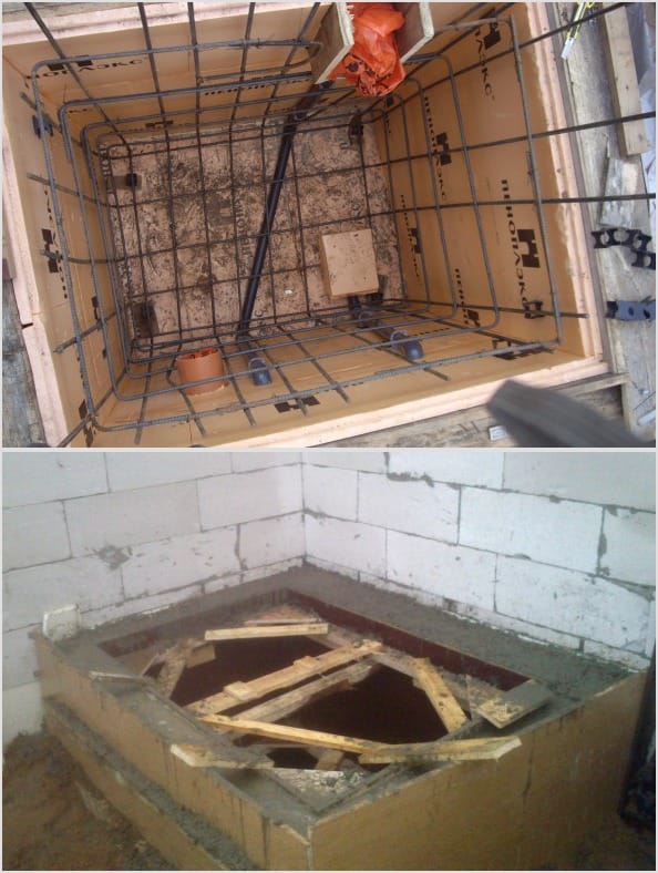 Бетонная купель в процессе изготовления