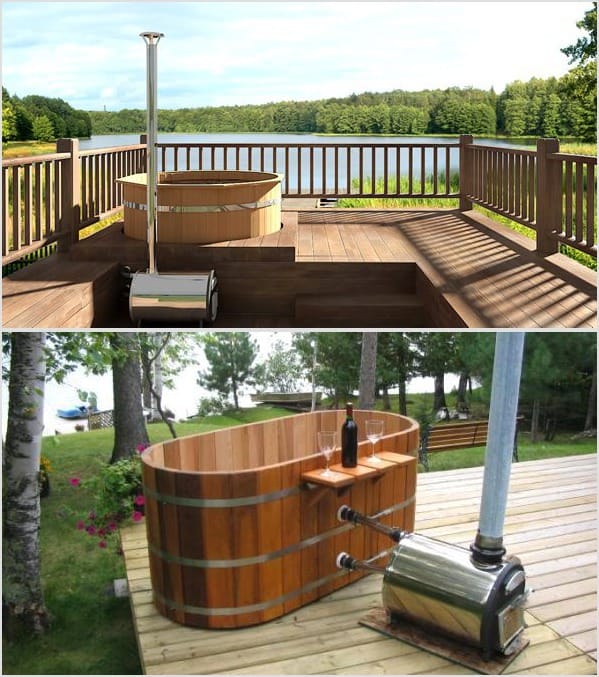 Купели с печкой, установленной снаружи