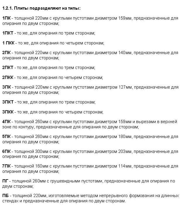 Типы пустотных плит перекрытия